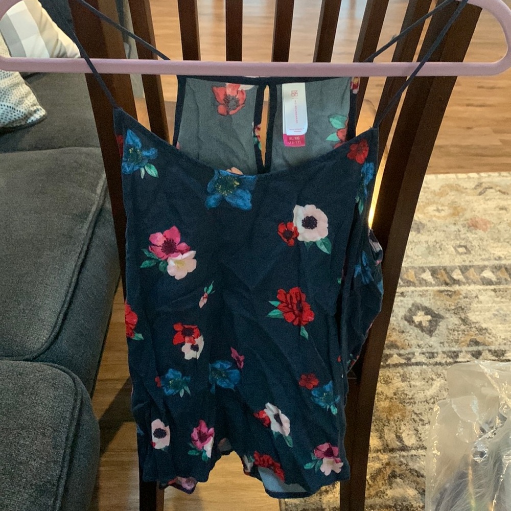 Womens Navy tank with flowers